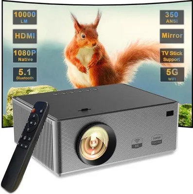 Immagine prodotto di Proiettori 4K portatili da 500 ANSI lumen per un home cinema Full HD fino a 170 pollici, con Wi-Fi e Bluetooth.