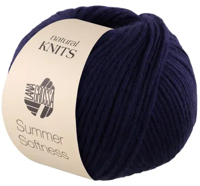 Produktbild von Lana Grossa SUMMER SOFTNESS 50 g zartes Baumwollschlauchgarn, voluminös gefüllt 130 m Farbe 015 - Dunkelblau