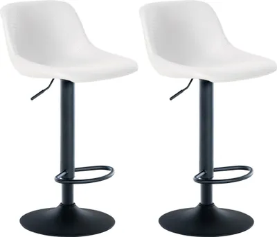 Produktbild von CLP 2er Set Barhocker Loft mit Rückenlehne und 360 drehbar weiß Material Kunstleder