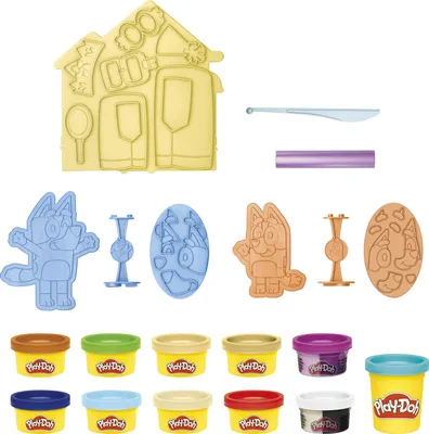 Immagine prodotto di Play-Doh Playser Bluey Bandit e Chilli Playset le Infinite Combinazioni dei Costumi di Bluey con 11 Vasetti