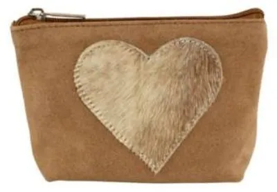Immagine prodotto di Mars & More, pochette per cosmetici a forma di cuore, colore marrone, 15 cm