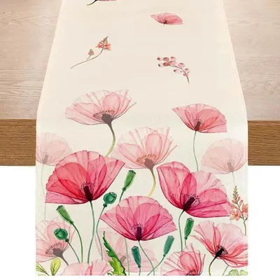 Obrázok produktu pre Obrus na stôl, motív: Veľkonočné, jarné kvety, rozmer 33 x 180 cm, umývateľný, materiál: polyester