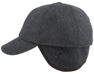Winter Baseball-Cap mit Fischgrätmuster mit Ohrenschutz von Hut-Breiter in blau