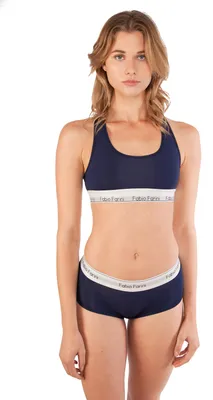 Produktbild von Fabio Farini - 1 Stück Damen Unterwäsche - Sport Bustier mit Designer-Bund bügellos im sportlichen Look mit Logo-Bund