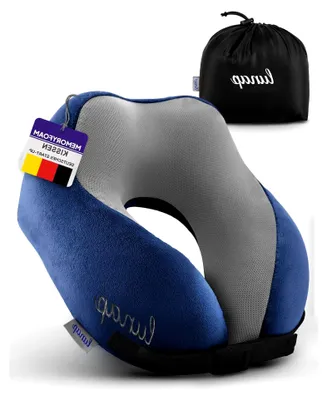 Produktbild von Reisekissen Flugzeug | Nackenkissen Memory Foam atmungsaktiv + waschbar | Nackenhörnchen Erwachsene | Nackenkissen Flugzeug, Auto | Travel Pillow Neck BLAU | Flugzeug Reise Flugzeug