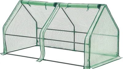 Produktbild von Mini Gewächshaus Nissewaard 180x90x90cm Foliengewächshaus für draußen Treibhaus mit Reißverschluss und 2 Fenstern Gitternetzfolie Grün