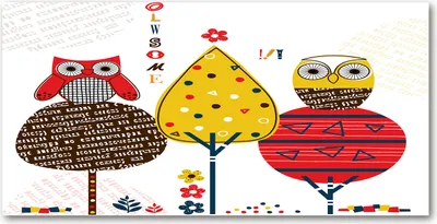 Produktbild von Tulup® Leinwandbild - 140x70 cm - Wandkunst - Drucke auf Leinwand - Leinwanddruck  - Kinderzimmer - Mehrfarbig - Eulen auf dem Baum