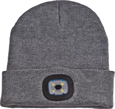 Produktbild von Strickmütze / Mütze grau mit LED Licht, 3-stufige Helligkeitsverstellung
