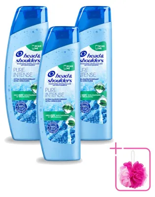 Image de 3 flacons de shampooing antipelliculaire Head & Shoulders Pure Intense, effet rafraîchissant, 250 ml - Pack économique - 3 pièces