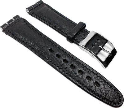 Produktbild von Uhrenarmband 19mm Leder schwarz für Swatch Uhren