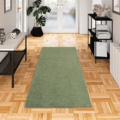 Produktbild von Hochflor Langflor Teppich Läufer Cottage Einfarbig, Größe:80x160 cm, Farbe:Grün