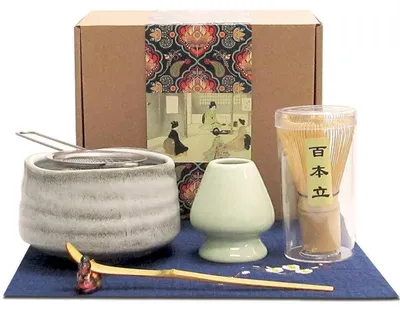 Immagine prodotto di Set da tè giapponese Matcha, 7 pezzi, in bambù e Vetroceramica, confezione regalo