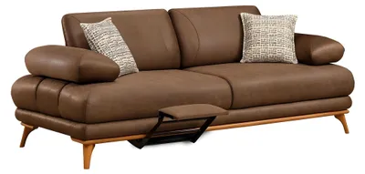 Produktbild von Modernes braunes Kunstleder-Sofa für Wohnzimmer