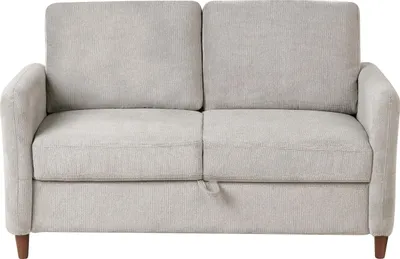 Produktbild von BELIANI Sofa Grau aus Stoff 2-Sitzer Gepolstert mit Stauraum für 2 Personen Modernes Retro Design Couch Wohnzimmermöbel