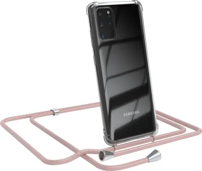 Produktbild von EAZY CASE Handykette kompatibel mit Samsung Galaxy S20 Plus / S20 Plus 5G, Handyhülle mit Umhängeband, Handykordel, Schutzhülle Clear, Band in Rosa