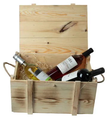 Produktbild von Weinkisten 6er geflammt inkl. Holzwolle ohne