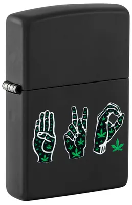 Produktbild von Zippo Sturmfeuerzeug - Cannabis, Black Matte, Color Image - Nachfüllbar - Wieder
