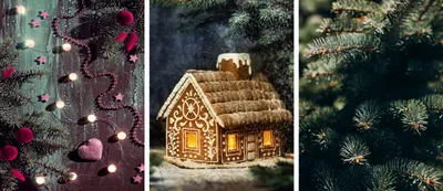 Zdjęcie produktu dla Świąteczne plakaty na ścianę do salonu Domek z piernika Choinka  3x 30x40