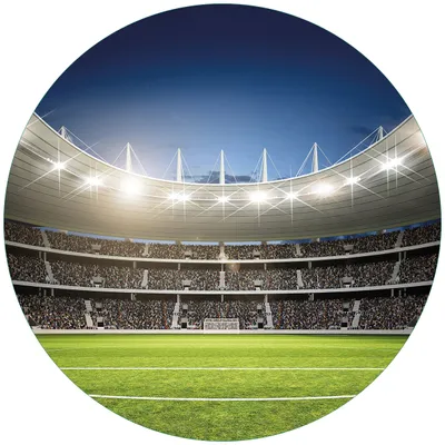 Produktbild von Wallario Premium Glasbild, freischwebende Optik, kräftige Farben, rund 50cm Durchmesser, Motiv Fußballstadion Mittellinie