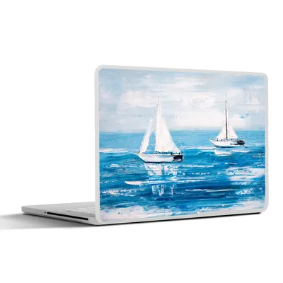 Produktbild von MuchoWow® Laptop Aufkleber Sticker Cover Malerei - Ölfarbe - Boot - Wasser 30x22 cm - Laptop-Sticker