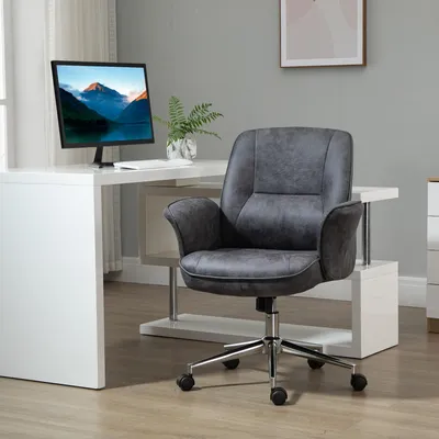 Zdjęcie produktu dla Ergonomiczne krzesło biurowe, krzesło do biurka z funkcją bujania, obrotowe krzesło z mikrofibry, ciemnoszare | 65 x 70 x 106 cm | regulowana wysokość | do 12,6 kg