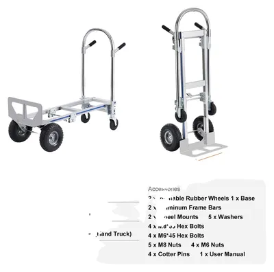 Produktbild von Faltbarer Handwagen, 800 lbs Tragfähigkeit, Aluminiumlegierung Konstruktion, 360° Bremsräder, 800lbs