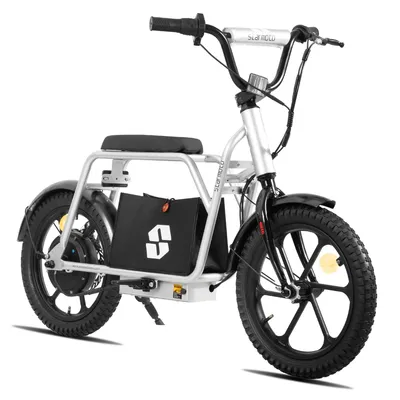 Productafbeelding van Elektrische kinderfiets Hiland, 16 inch, met een 250W 5,2Ah accu. Mini-elektrische transportfiets voor tieners, met versnellingen en mechanische schijfremmen