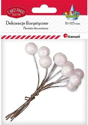 Produktbild von Drucik z kulką 15mm białą brokatową 10szt