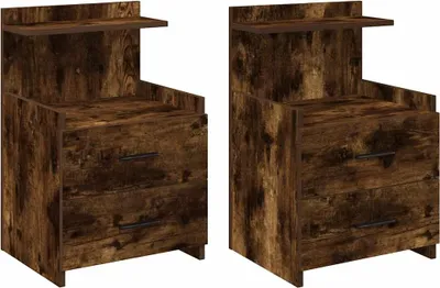 Immagine prodotto di Comodini 2 pz con 2 cassetti Rovere Affumicato 40x36,5x62 cm