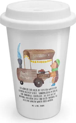 Produktbild von Mr. & Mrs. Panda Thermobecher Igel Maronen - Weiß - Geschenk, Weihnachtsmarkt, Mehrwegbecher, Kastanien, To Go, Coffee Becher, Duft, Weihnachten, ToGo Kaffeebecher