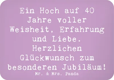 Produktbild von Mr. & Mrs. Panda Kühlschrankmagnet Spruch 40. Geburtstag Weisheit - Lavendeltraum - Geschenk, magnet, haftmagnet, runden, whiteboardmagnet, Jubiläum, wandmagnet, Freude