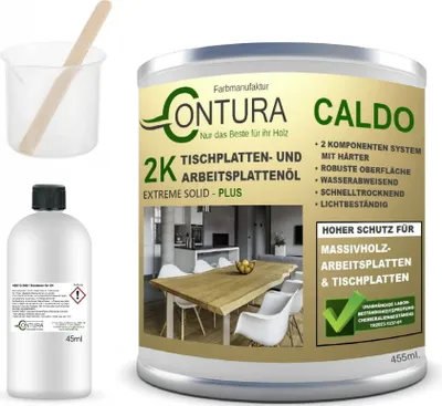 Produktbild von 500ml - Contura Hartwachsöl 2K Arbeitsplattenöl Härter Holzöl Tische Theken Öl kratzfest Hartöl - Farblos - Naturholz