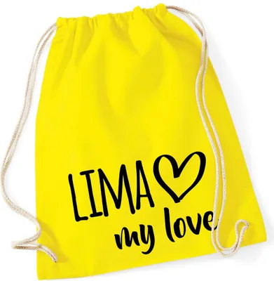 Produktbild von Huuraa Turnbeutel Lima my love 12 Liter Yellow Baumwolle Rucksack Geschenkidee