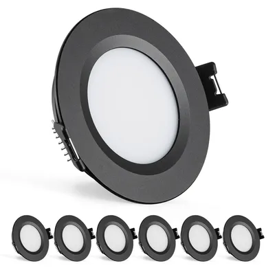 Obrázok produktu pre Gr4tec, vstavané LED svietidlo, 3W, 12V, hliníkové, LED bodové svietidlo, stmievateľné, IP44, čierna, sada 6 kusov