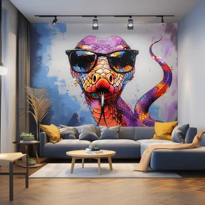 lila Schlange mit Brille – Decords Wandtattoo, Produktansicht 1