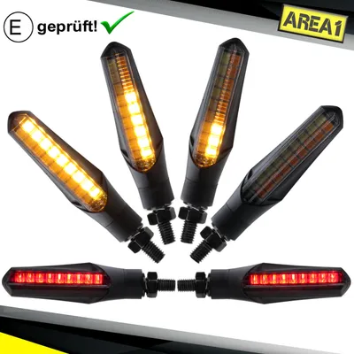A product shot featuring multiple motorcycle turn signal lights.