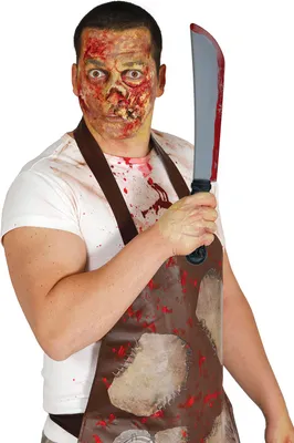 Produktbild von Koch Horror Machete Halloween Deko Blutiger Effekt Accessoire Grusel Kostüm Party, Farbe: Grau / Schwarz