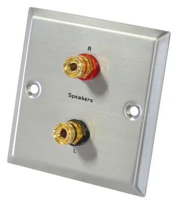 Zdjęcie produktu dla 8 sztuk - ścienny panel połączeniowy głośników Dynavox 0772.04980, srebrny / 2 x złącze bananowe