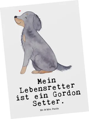 Produktbild von Mr. & Mrs. Panda Postkarte Gordon Setter Lebensretter - Weiß - Geschenk, Grußkarte, Shetter, Ansichtskarten, Jagdhund, Postkarten, bildkarte, Ansichtskarte