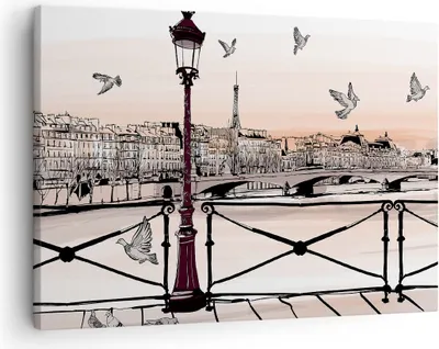 Produktbild von Bild auf Leinwand - Leinwandbild - frankreich Taube Grafiken Illustration - 70x50cm - Wand Bild - Wanddeko - Leinwanddruck - Bilder - Kunstdruck - Leinwand bilder - Wandkunst - AA70x50-3176