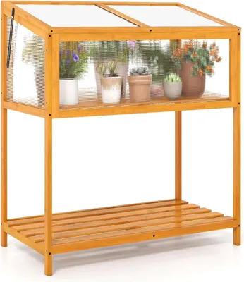 Immagine prodotto di Letto rialzato in legno con tetto trasparente regolabile, 90 x 50,5 x 105 cm