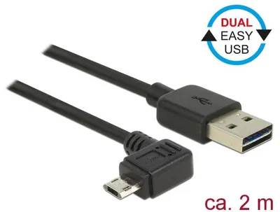 Image de USB Kabel Delock A -> Micro-B St/St 2.00m 90øgew. Easy USB