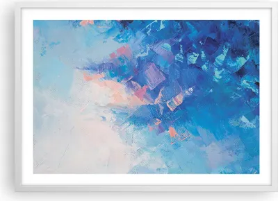 Produktbild von Gerahmtes Poster - Weißer Rahmen - Abstraktion blau gemalt - 70x50 cm - Wand Bild - Wanddeko - Wandbilder - Kunstposter - Wandposter - Bilderrahmen - Bilder - Kunstdruck - P2WAA70x50-4570
