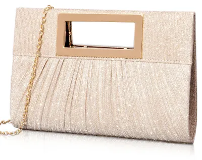Produktbild von Omgoods - Clutch mit glitzernden Pailletten in Champagnerfarbe