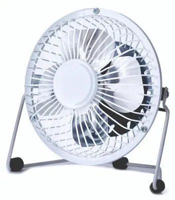 Obrázok produktu pre Azomor Kompaktný biely kovový stolný ventilátor s USB pripojením a nastaviteľným uhlom