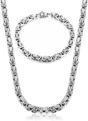 Immagine prodotto di Bracciale a catena da uomo in argento king set catena punk in acciaio inox 6/8mm