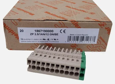 Immagine prodotto di Connettori Weidmüller 20, spina, serie Z ZP 2.5/1 AN/12 GN/BE 1867190000
