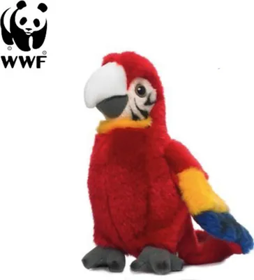 Produktbild von WWF plyšová hračka jasne červený papagáj (so zvukom, 14 cm) realistická plyšová hračka