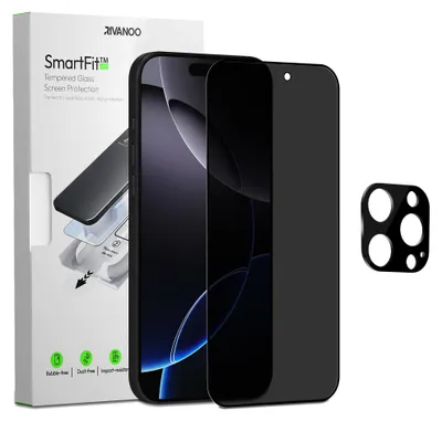 Zdjęcie produktu dla 1-pak iPhone 16 Pro Szkło ochronne na ekran Privacy & 1-pak ochrona obiektywu - Szkło hartowane | [Automatyczna instalacja] - Bez bąbelków