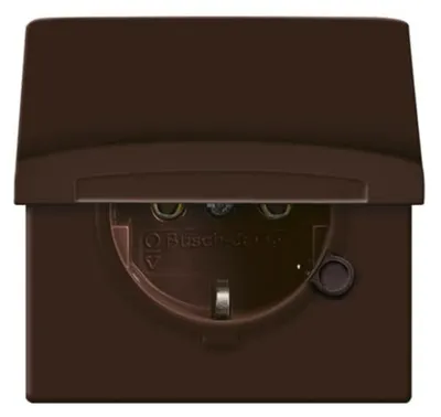 Imagen del producto de BJ Enchufe de pared 20 EUGK-31-101 con tapa abatible, apto para uso en exteriores, IP44, color marrón